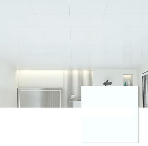 Pannelli Soffitto Boiserie Parete Pannelli Per Soffitto In PVC 30cm X 30cm Bianchi, Pannelli Murali Autoadesivi Per Bagno/ Cucina/ Garage, Piastrelle Per Carta Da Parati Lavabile Per Soffitto(5 pack)