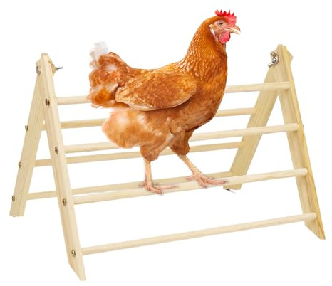 Hitburu Barra de Descanso para Gallinas - Barra De Posadero,Estructura Portátil De Madera Compacta para Gallinas De Corral Y Aves Grandes con Hábitat Exterior