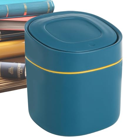 Genérico Papelera De Escritorio - Cubo De Basura Para Escritorio Con Tapa Presionada - Recipiente Para Algodón Y Bastoncillos Cosmética Residuos Baño Dormitorio Estudio Aseo