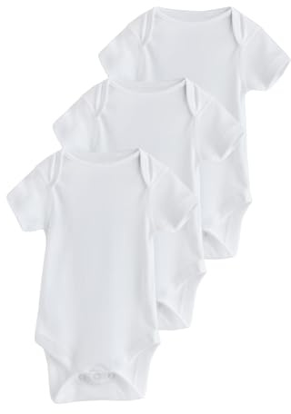 NEXT Nyfödda unisex 3-pack hudvänliga babybodys Vit 62-68