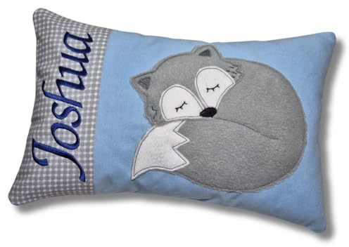 Handgefertigtes Kissen mit Wunschnamen | Personalisiertes & Besticktes Kinderkissen als Taufgeschenk | Dekokissen für Baby und Kind