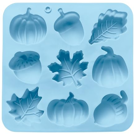Stampo da forno in silicone, 9 cavità autunnali a forma di zucca in silicone, forniture artigianali per Halloween, Ringraziamento, decorazione per la casa, candela autunnale, dessert, caramelle