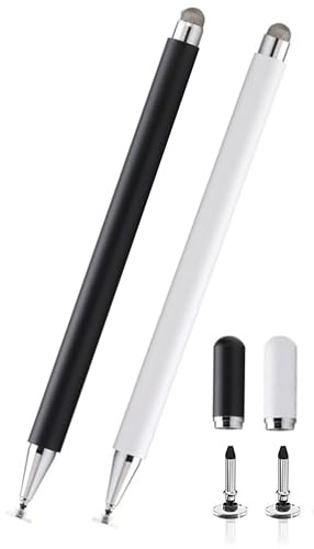 2PCS Tab A9 Stylus Pen for Samsung Galaxy Tab A11 / A11+ / A9+ / A9 / A8, High Sensitivity & Precision Capacitive Pencil for iPad/iPhone/Fire HD/Surface/Xiaomi/Lenovo All Touch Devices (Black+White)
