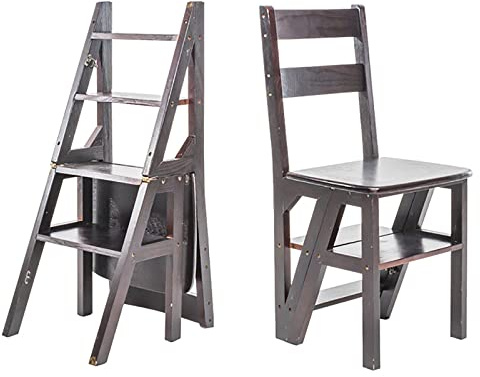 Marchepied pliable en bois massif à 4 marches et support de présentation pour la maison, le bureau, la cuisine, l'extérieur, design robuste et élégant