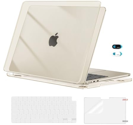 MOSISO Kompatibel mit MacBook Air 13 Zoll Hülle M5 M4 M3 M2 2026-2022 | Hartschale&Tastaturschutz&Displayschutz&Webcam Abdeckung für MacBook Air 13,6 A3449 A3240 A3113 A2681, Kristall Polarstern