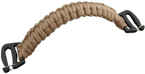 Tactical Weaving Handle with Buckle Ends - Molle System Compatible, 9-Core Paracord Construction, Emergency Rope, for Backpacks, Sling Bags & Chest Bags (Khaki)