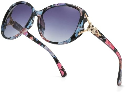 TJUTR Polarisierte Sonnenbrille für Damen – Oversized Runde UV400 Schutz Klassische Vintage Große Rahmen Brille