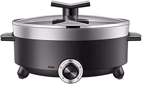 Padella elettrica con coperchio, 4 l, antiaderente, in alluminio, termostato regolabile per friggere, stufare e arrostire