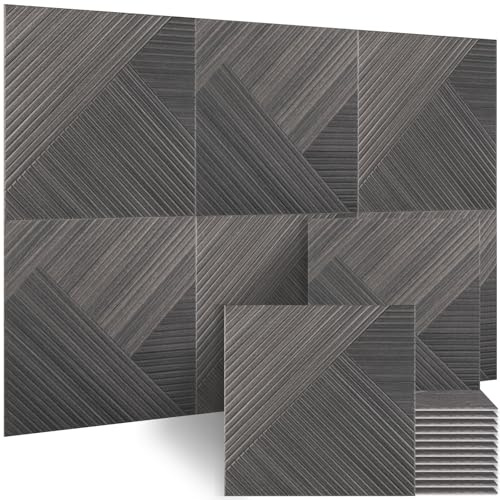 BUBOS 6 Stück Akustikpaneele selbstklebend für Wand und Decke – Schallschutz aus Polyesterfaser mit Akustikwandpaneele Wandverkleidung Schwarznuss (60x60x0.9cm)