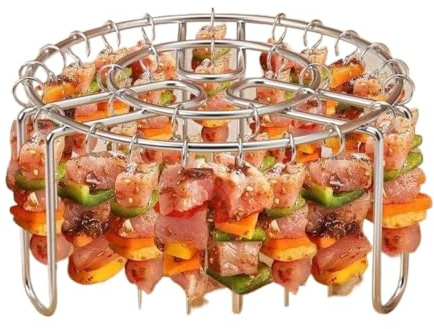 Air Fryer Rack Round 6.49 Inch with 24PCS Metal BBQ Kebab Skewers