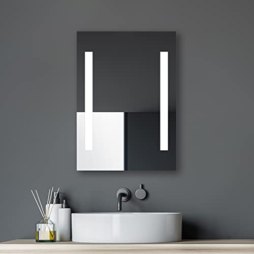 Talos Horizon LED Badspiegel 50x70 cm mit Beleuchtung – Wandspiegel mit neutralweißem LED-Licht – Beleuchteter Badezimmer Spiegel mit Aluminiumrahmen und Kippschalter – Lichtspiegel