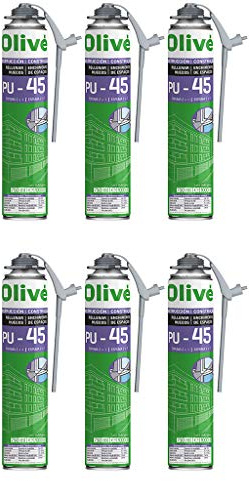 Mousse expansive polyuréthane 750 ml pour Pistolet - Lot de 6 mousses PU - Qualité Professionnelle