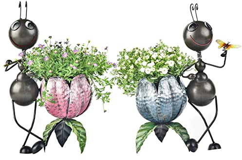 Sungmor Niedliche Metall-Pflanzgefäße, schöne und Bezaubernde Tier-Blumentöpfe, 38,1 cm hoch, große Ameisenstatue, einzigartige dekorative Vintage-Gartentöpfe für 14 cm Blumen, Pflanzen, Kräuter,