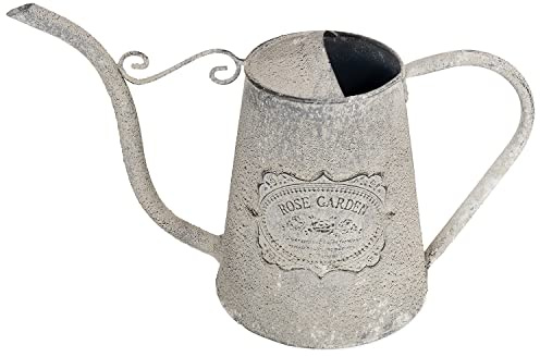 Moritz Deko Gießkanne Zink 31 x 14 x 20 cm – Krug Vase Metall Landhaus | Antike Optik mit Verzierung, für Innen und Außen, zum Bepflanzen, Blumen, Trockenblumen, Regal, Fensterbank, Geschenkidee