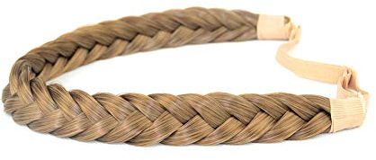 BOBIYA 2 trådar syntetiskt hår flätat pannband klassiskt chunky flätat pannband elastisk stretch hårstycke för kvinnor flickor (smutsig blond)