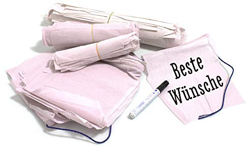 YAKEBA | Wunschfahnen Perlmuttweiß/Flieder | 100% Baumwolle | 5,00 Meter | 20 Fähnchen weiß (je 21x25) | Wimpelkette Weiß Stoff