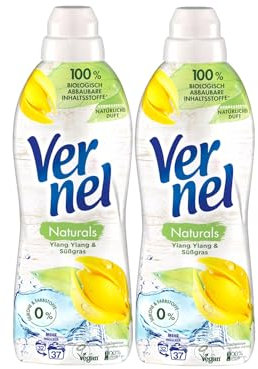 Vernel Naturals Weichspüler, Ylang Ylang & Süßgras, 384 (12 x 32) Waschladungen, 100% vegan, 99% naturbasierte Inhaltsstoffe, ohne Silikone und Farbstoffe