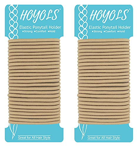 HOYOLS Ljusblonda hårband, 50 st elastiska hårgummiband, 4 mm | Metallfria elastiska hårband, stylingtillbehör till dam dagliga knutar och flätor, inga skador
