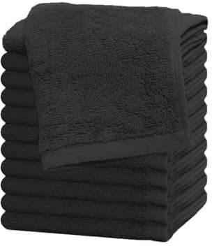 Westlane Linens Sparsames Waschlappen-Set aus 100 % Baumwolle, 30 x 30 cm, leicht, schnell trocknend, weiche Waschlappen, Badezimmer, Mehrzweck-Gesichtshandtuch-Set (12 Stück, anthrazit)