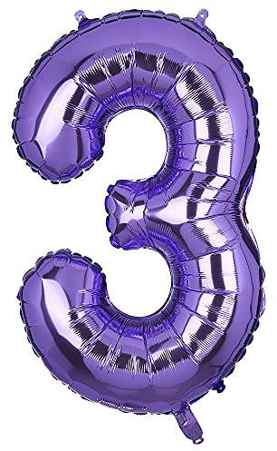 100 cm gigante viola numero 3 palloncini in pellicola Mylar grande topolino elio palloncini di compleanno festa di compleanno per bambini