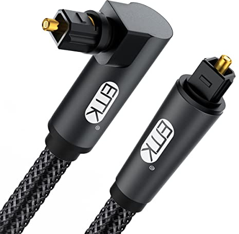 EMK】90° Optisches Kabel Toslink mit 360° drehbarem Stecker - Digitales Audio Kabel - 7m - Kompatibel mit Soundbar, Fernseher TV, PS3, PS4, Xbox, Heimkino - Schwarz