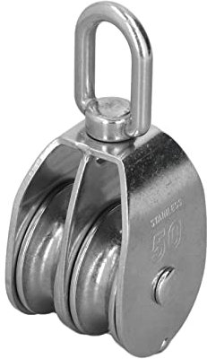 Polea de Doble Rueda, 50 Mm / 2.0in 304 Polea Marina de Acero Inoxidable Polea de Doble Rueda Polea de Elevación de Barco Rodillo de Doble Rueda Carga de 400 Kg para Yates Lanchas Rápidas