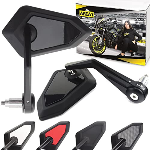 Area1 Motorrad Spiegel Lenkerendenspiegel CNC kompatibel mit LC4 620 Duke2, 640 / 2x Spiegel kompatibel mit SMX 625, 660 (V60 Schwarz-Glänzend)