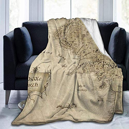 Middle Earth Map Lord of The Rings Ultra-Soft Micro Fleece Blanket Forcouch Fur Plush Throw Blankets for Suitable 80x60 inch, Multicolor