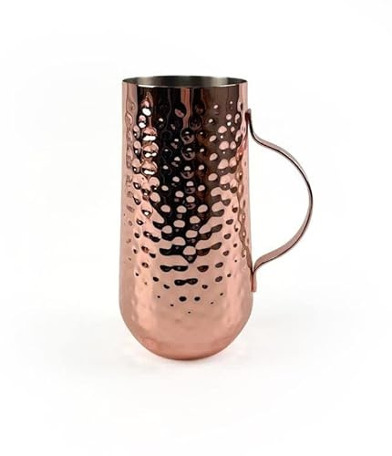 Beaumont Copper-Plated Tall Hammered Mug 450ml - Stainless Steel for Cocktails and Food Presentations, Ideal for Bars, Restaurants | Plated exterior elevates creative cocktail service and food presentations in busy commercial bars and restaurants.