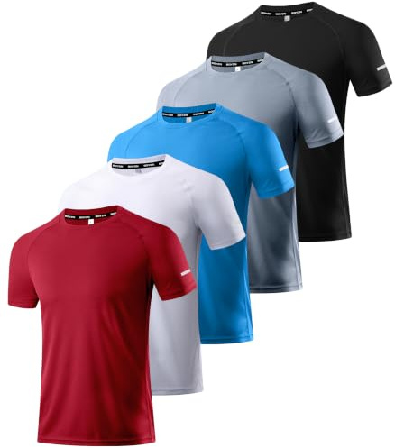 Boyzn Lot de 1, 3, 5 ou 7 t-Shirts Sport pour Hommes. Manches Courtes, Fonctionnels, Respirants et à séchage Rapide. Idéals pour la Course à Pied, Le Fitness, la Musculation et l'été.