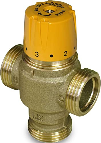 Valvola miscelatrice termostatica solare da 3/4 M a tenuta piana, con funzione antiscottatura 30-65 °C (3/4 M)