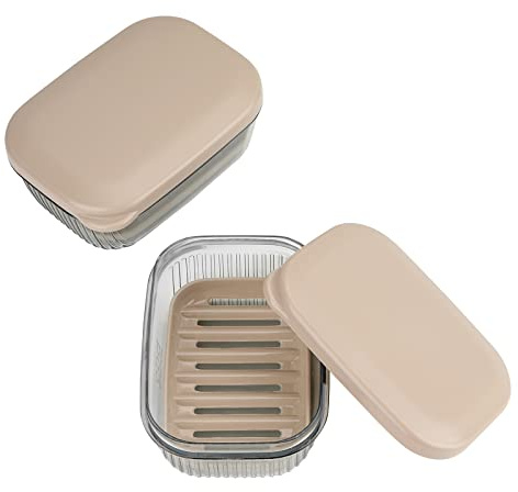 Adorila 2-pack rese tvålfodral läckagesäker, bärbar tvålbehållare med lock, bar tvålhållare för resor, badrum, dusch