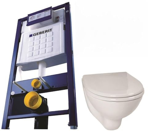 Bâti-support en applique + cuvette WC courte + abattant et plaque de commande sans jeu de pieds autoportant - GEBERIT - PROMO4