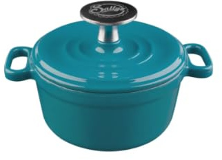Sallys Gusseisen-Serviertopf 14 cm: Für Erstklassige Wärmeleitung und Langanhaltende Wärmespeicherung, Ofenfest, alle Herdarten… (Petrol)