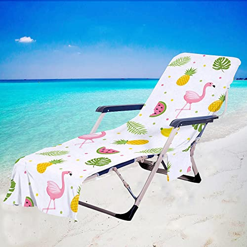 Surwin Sommer Frucht Schonbezug Für Gartenliege Strandliegenauflage Frottee Liegenauflage Stuhl Strandtuch Sun Lounger Bezug mit Tasche Sporthandtuch für Garten Schwimmen (75x210cm,Wassermelone)