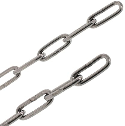 ToniTec Edelstahlkette 6mm langgliedrig Gliederkette 5m nach DIN 763 Kette aus Edelstahl mit 200kg Tragkraft