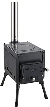 Estufa de leña portátil compacta de acero inoxidable para acampar con chimeneas resistente a altas temperaturas, estufa de campamento para tiendas de campaña, alojamiento y senderismo