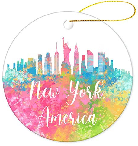 Weihnachtsbaumschmuck 7.3cm, Amerika-New York Weihnachtsschmuck Andenken Weihnachtsanhänger Mode Christbaumschmuck Anhänger Für Weihnachtsbaum Hausdeko Party