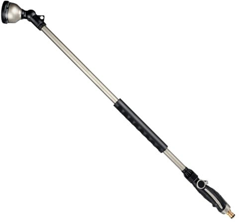 RESTMO 92 cm Untra, doccetta da giardino in metallo con testa girevole a 180°, 10 modelli di spruzzo, controllo del flusso del pollice, bacchetta per irrigazione per fioriere e arbusti