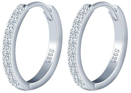MOOFUN Örhängen Silver 925 Kreoler Stora 14 mm Örhängen Små Zirkonia Gåva Födelsedagspresent