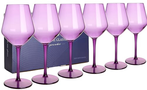 HAHASHOW Unzerbrechliches Camping Weingläser Bunt, 6 Stück 440ml Violett | Geeignet für den Geschirrspüler, aus Tritan-Material, BPA-frei, ideal für Camping und Partys, ein hervorragendes Geschenk