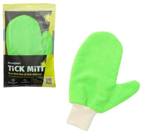 TiCK MiTT Green Tick Removal Glove: Gently Remove Ticks from Humans & Pets - Chemical-Free, Durable, Portable, Easy to Use Tick Management Tool for Outdoor Adventures & Everyday Use