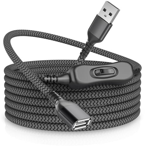 RUXELY Cable Extensión USB con Interruptor Encendido/Apagado 1M,Cable USB Tipo A Macho a Hembra con Interruptorde,USBA ON/OFF Switch Soporte Datos y Carga para Lámpara USB,tiras LED,Ventilador