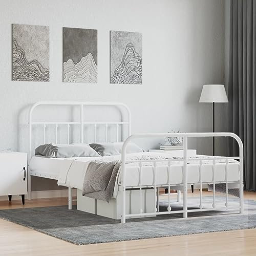 THOYTOUI Bettgestell, Seniorenbett Metallbett Tagesbett Bett Geeignet für Hotel Mehrbettzimmer Schlafzimmer Gästezimmer mit Kopf- und Fußteil Metall Weiß 120x200 cm