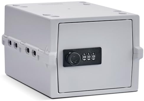 Lockabox Mini™ | Kleine abschließbare Box mit Zahlenschloss (A5-Größe) | Mini-Aufbewahrungsbox für kleine Medikamente, Snacks & Mobiltelefone | Außenmaße 22,3 x 15,4 x 12 cm (Opalweiß)