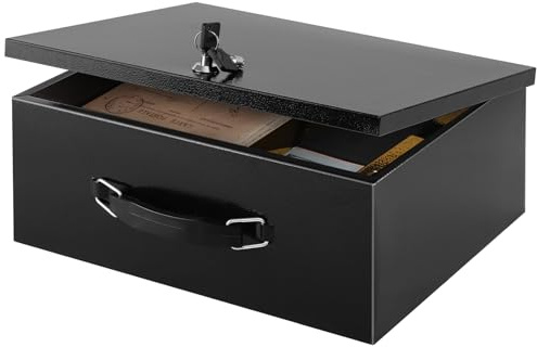 xydled Fire Resistant Safe Fire Safe Box with Key Lock for Home Office Security Storage for Valuables Documents,13.2x 11x 5.1 Inch,Black