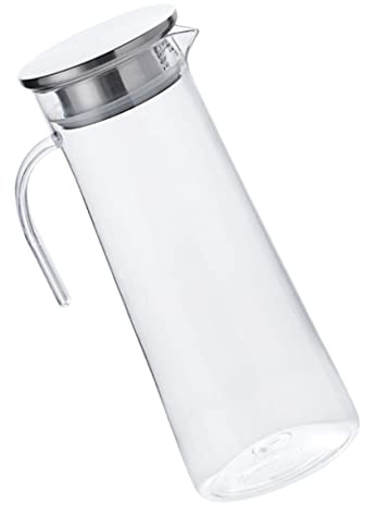 TOPBATHY Brocca D'acqua Trasparente 1200 Ml in Acrilico Con Coperchio in Acciaio Resistente Per Bevande Fredde Uso Domestico Per Cene, Feste, Picnic e Barbecue