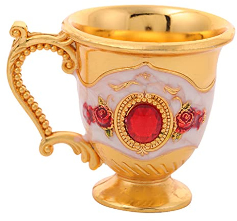 PRETYZOOM Gobelet en Alliage Européen Vintage Doré-rouge, Coupe à Vin Blanc Résistante, Motif Rétro Élégant, pour Dégustation et Fête, Tasse Métal Décorative pour Banquet et Soirée