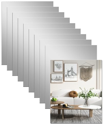 DRERIO 15x10cm kleine Selbstklebende Spiegelfliesen - rechteckig, 10 Stück | Kleben ohne Bohren, HD-Qualität, 2 mm dick, bruchsicher, ideal für Fitnessraum, Wohnzimmer, Flur & DIY-Deko