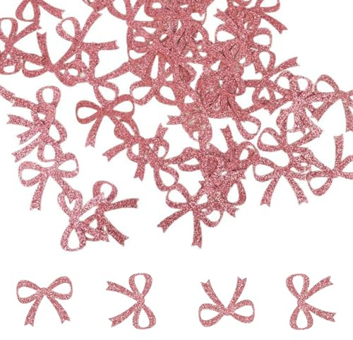 Gleemix Glitzer Schleifen Konfetti Deko, 100 Stk Rosa Jga Deko Frauen Konfetti Hochzeit, Jga Tischdeko Ideal für Braut Jga Accessoires, Team Braut Party, Junggesellenabschied Frauen